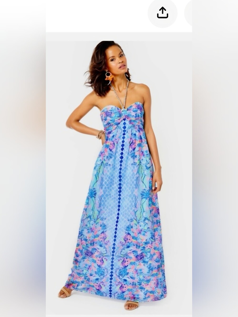 Lilly Pullitzer Floral Maxi Dress in Pastel Blue